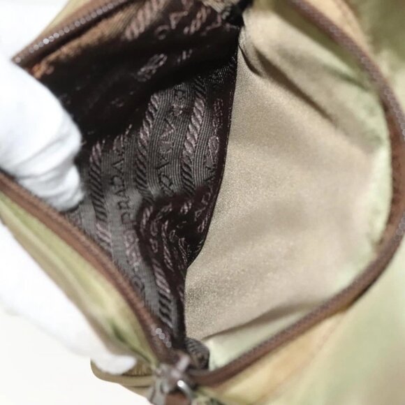 PRADA Shoulder Bag Nylon Khaki Silver Auth ki5896 - Picture 12 of 16